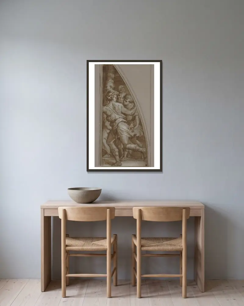 Jugend im Sprung von Giorgio Vasari gerahmt an einer Wand