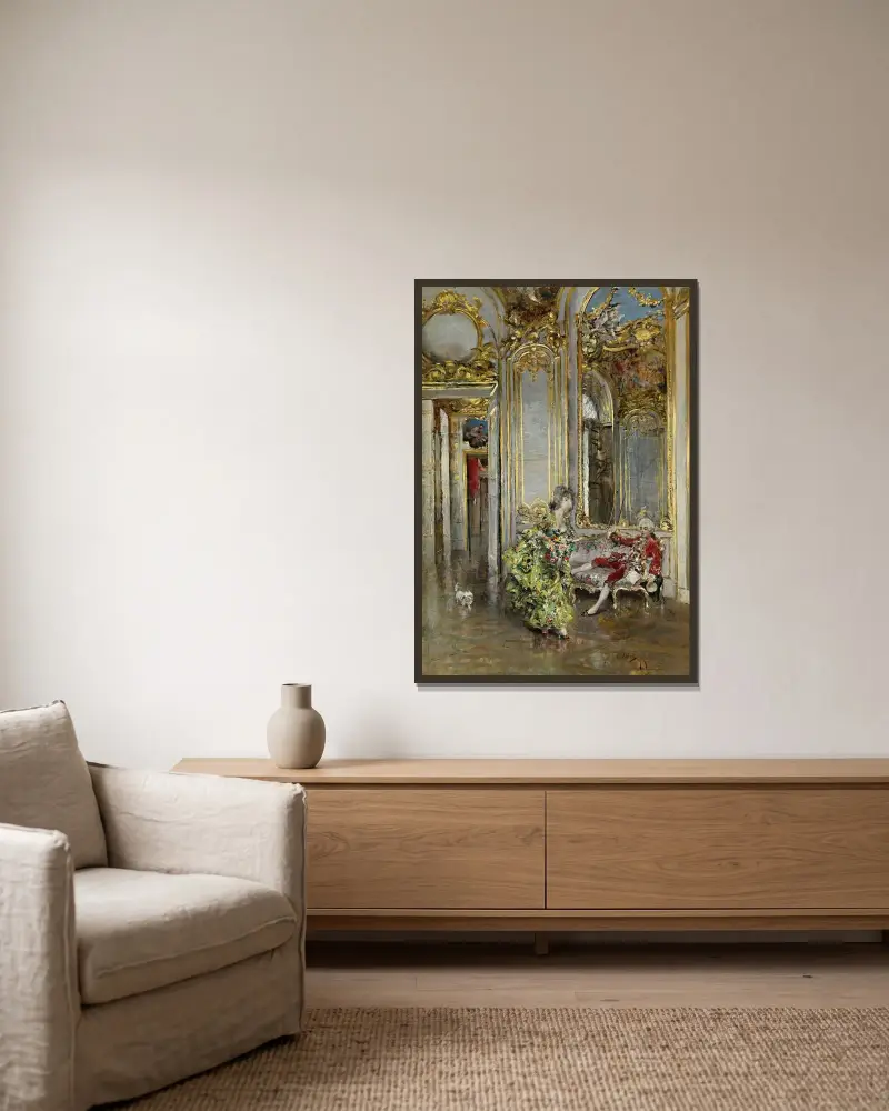 A friend of the marquis av Giovanni Boldini inramad på en vägg