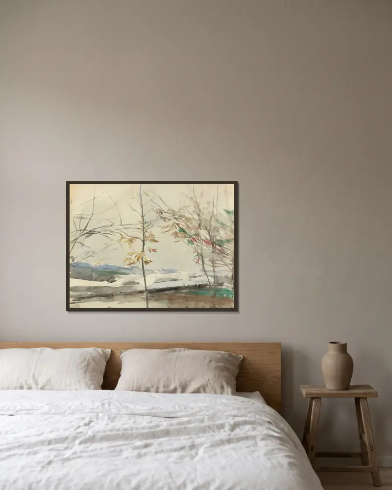 Podzimní krajina se stromy, Giovanni Boldini v rámu na stěně