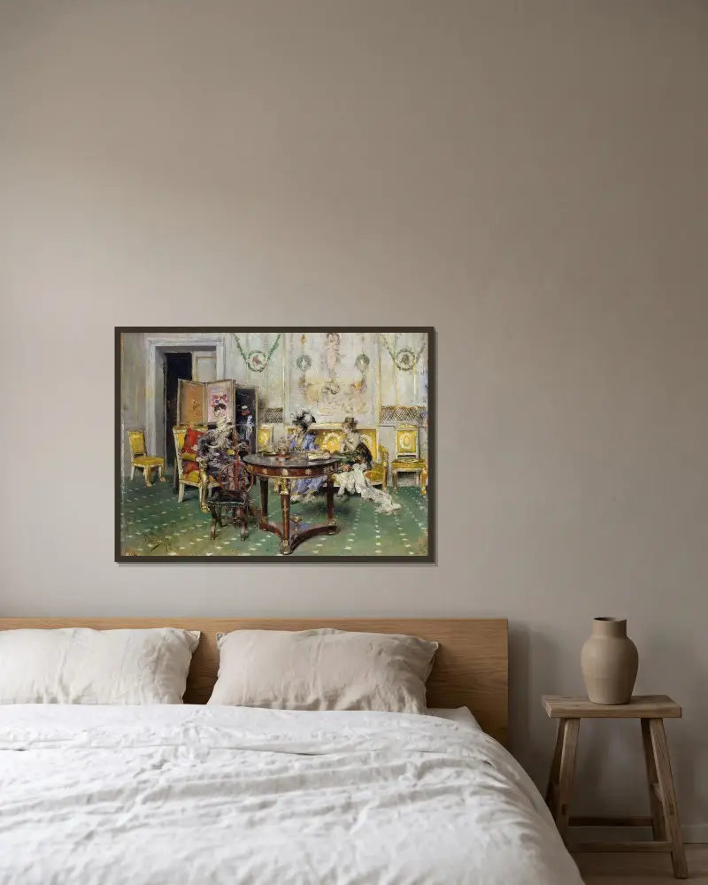 Skvaller av Giovanni Boldini inramad på en vägg