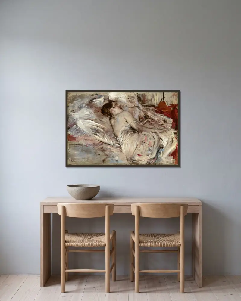 I konstnärens ateljé av Giovanni Boldini inramad på en vägg