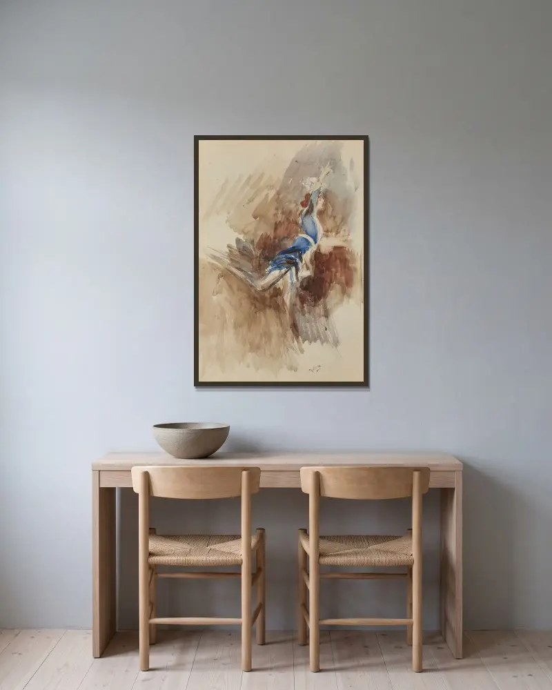 Dansösen av Giovanni Boldini inramad på en vägg