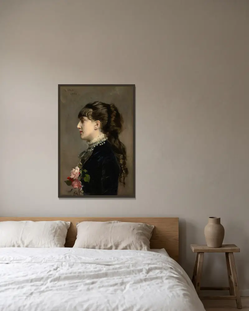 Madame Céline Leclanché av Giovanni Boldini inramad på en vägg