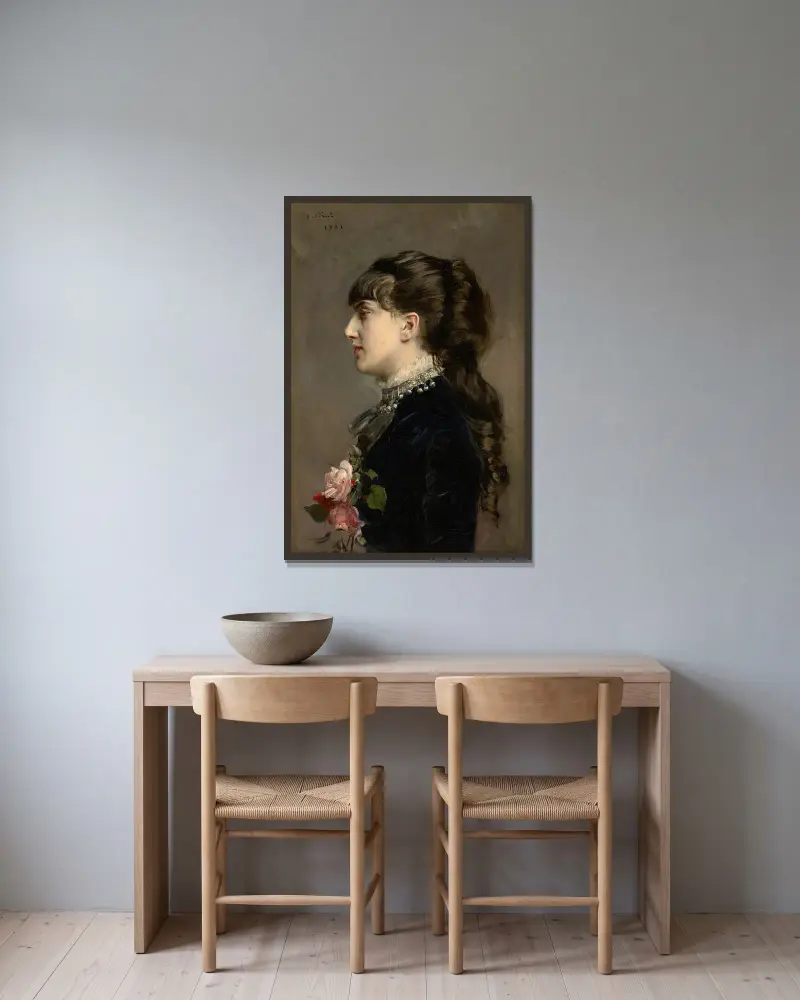 Madame Céline Leclanché av Giovanni Boldini inramad på en vägg