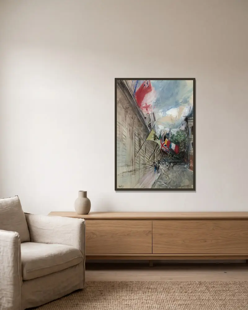 Paris, 14 juli av Giovanni Boldini inramad på en vägg