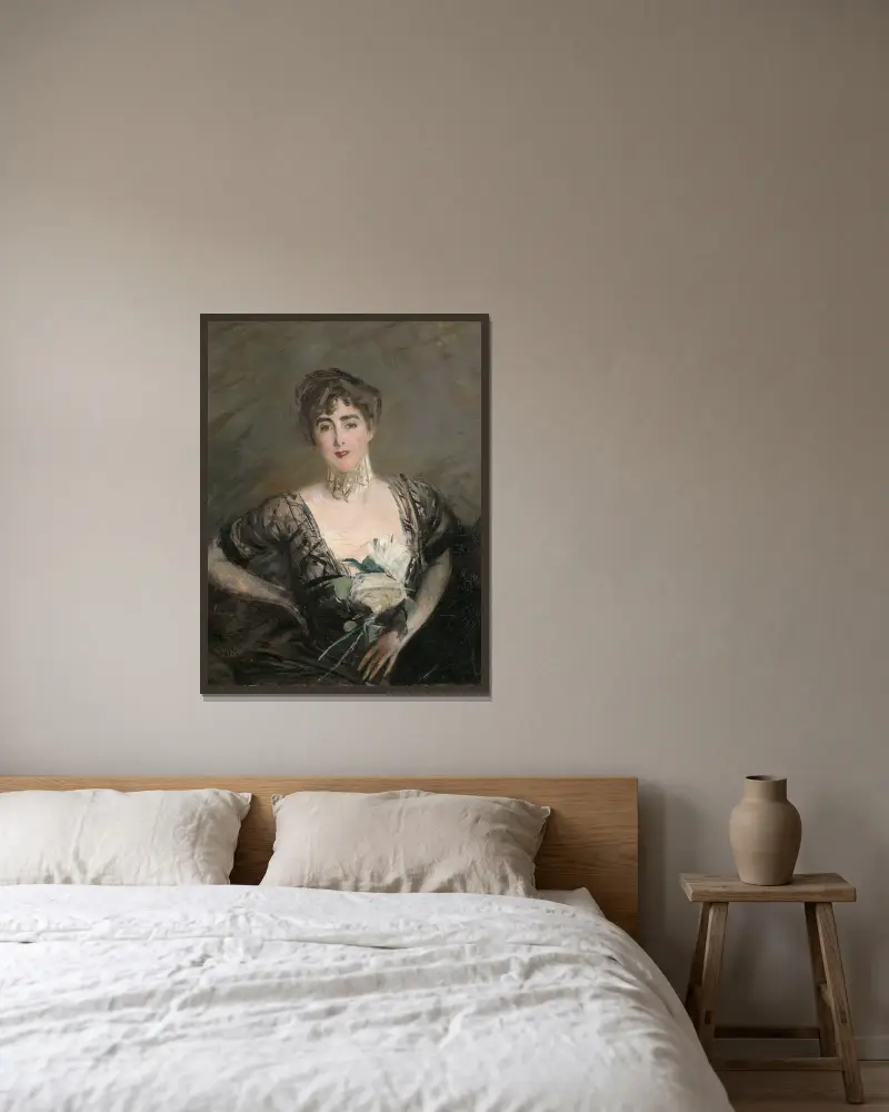 Portrait der Josefina Alvear de Errazuriz av Giovanni Boldini inramad på en vägg