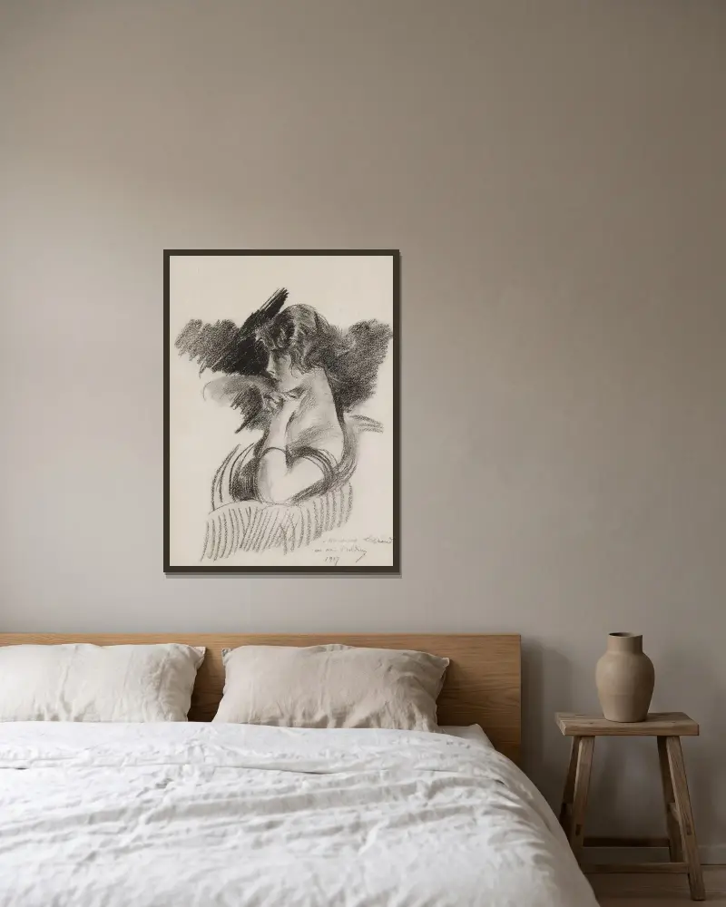 Porträtt av en flicka av Giovanni Boldini inramad på en vägg