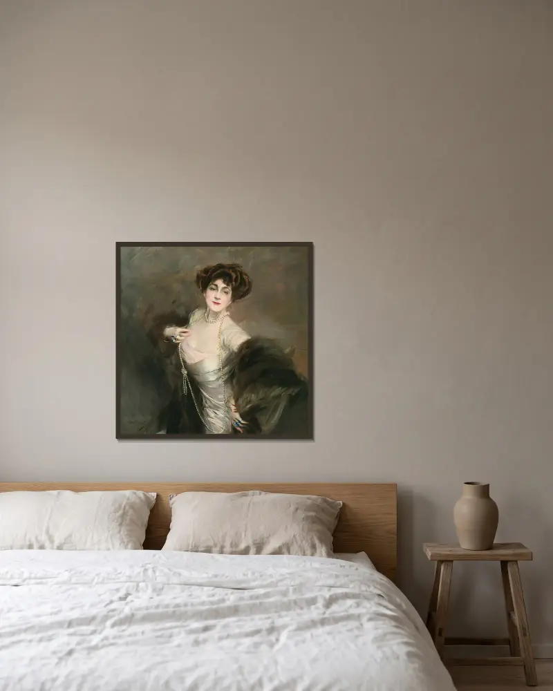 Portrait Of Diaz Albertini av Giovanni Boldini inramad på en vägg
