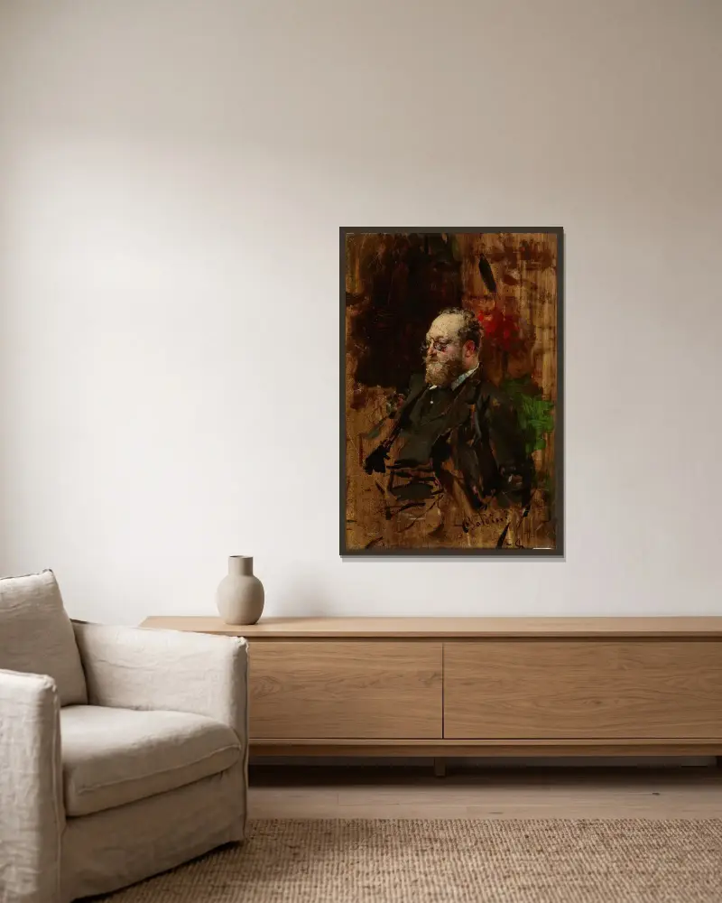 Porträtt av Ferdynand Bryndza av Giovanni Boldini inramad på en vägg