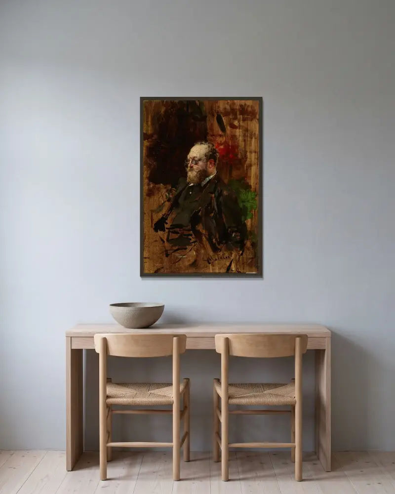 Porträtt av Ferdynand Bryndza av Giovanni Boldini inramad på en vägg