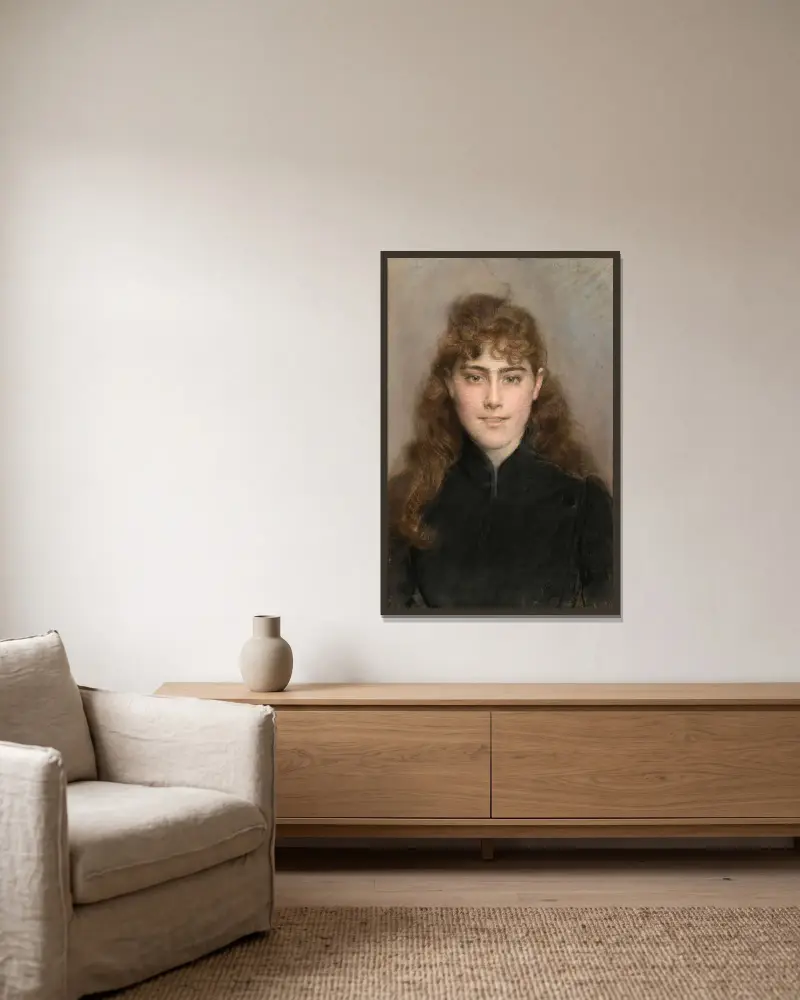 Porträtt av Grace King Connelly av Giovanni Boldini inramad på en vägg