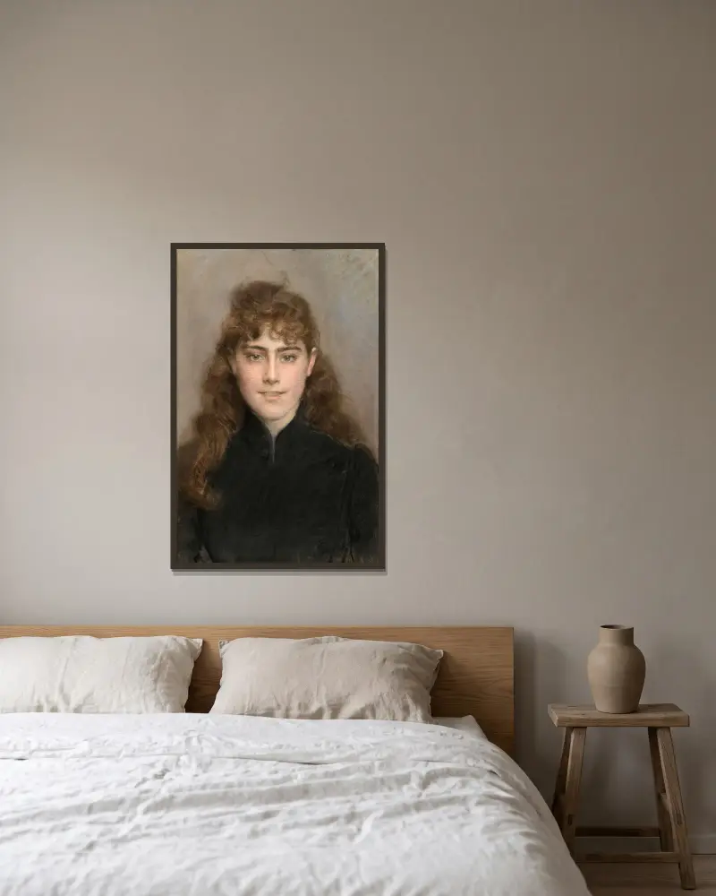 Porträtt av Grace King Connelly av Giovanni Boldini inramad på en vägg