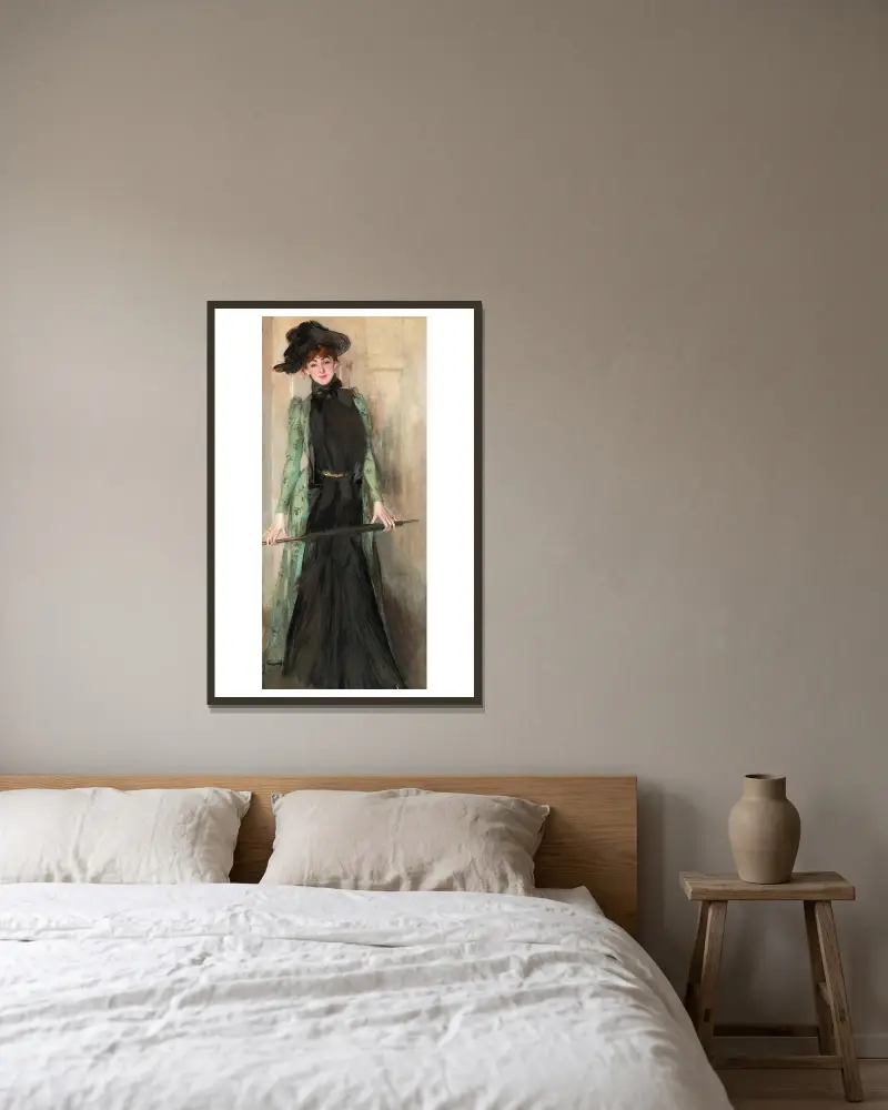Portrait of Madame Roger-Jourdain av Giovanni Boldini inramad på en vägg