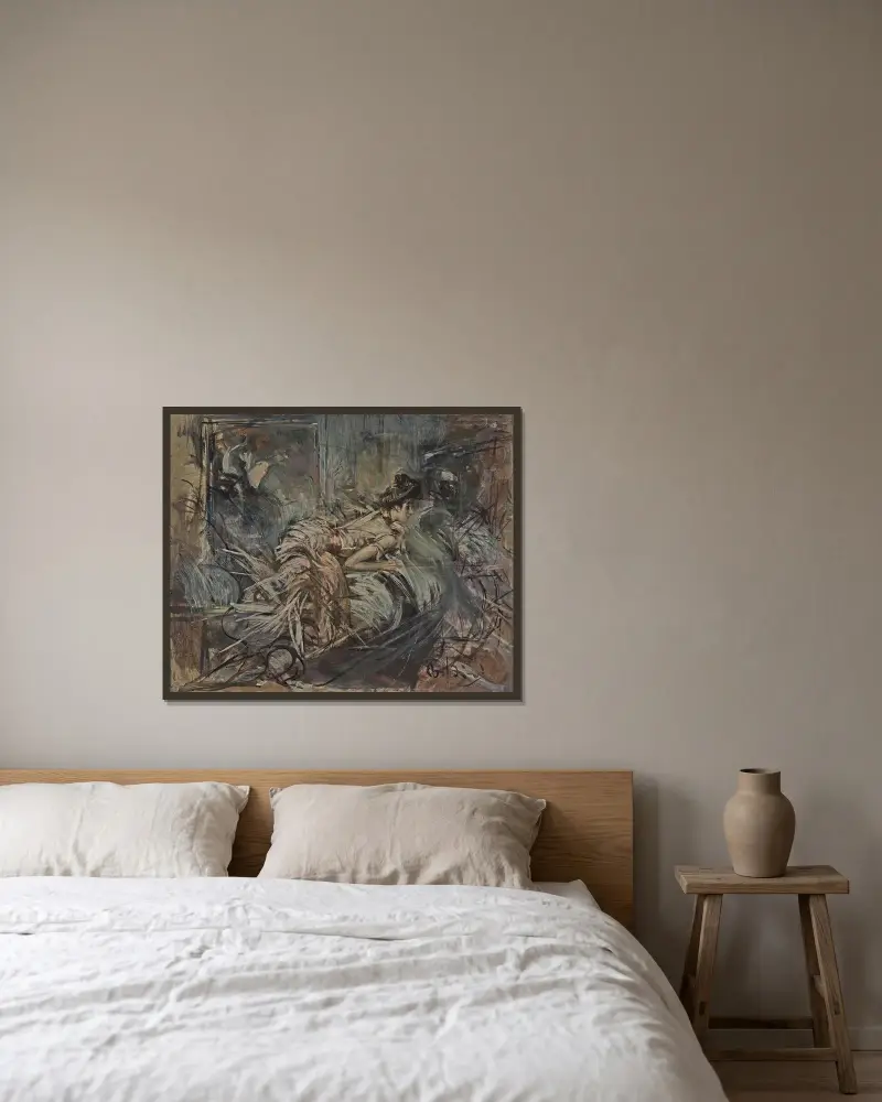 Konstnärens modell av Giovanni Boldini inramad på en vägg