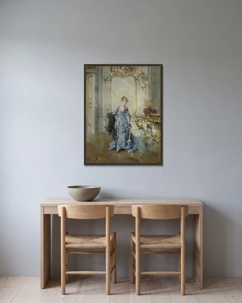 Den sista blicken i spegeln av Giovanni Boldini inramad på en vägg