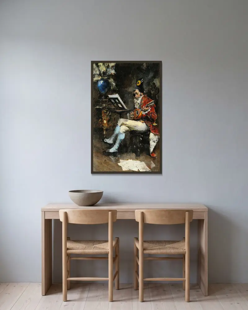 Musikern av Giovanni Boldini inramad på en vägg