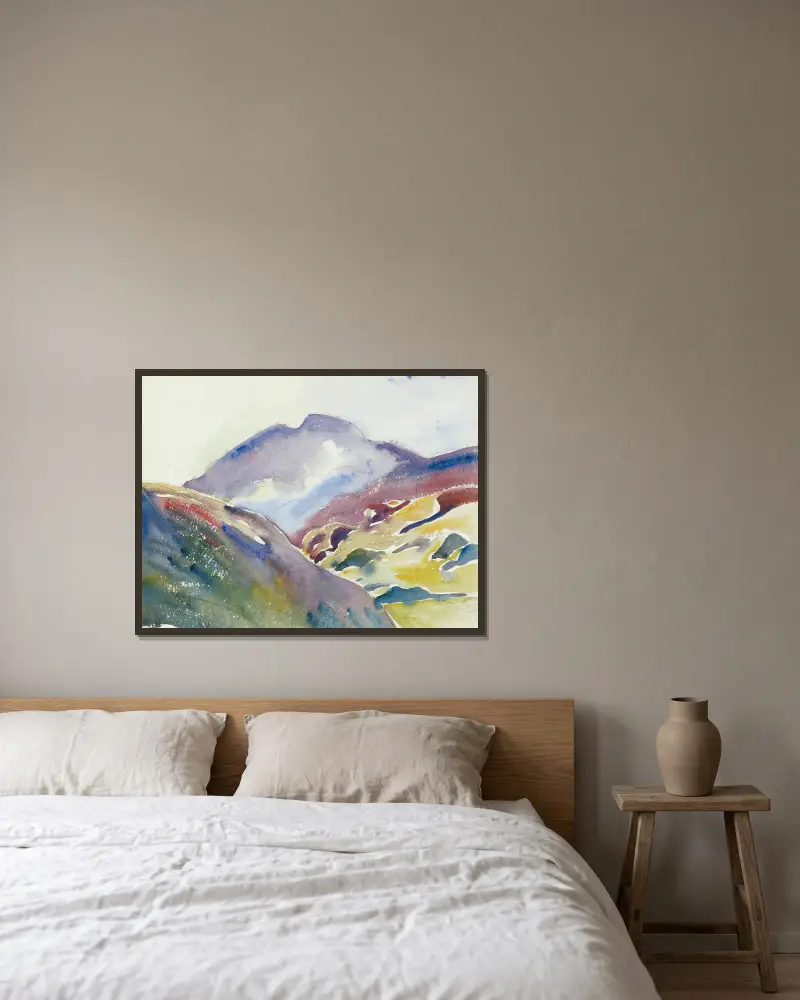 Alpenlandschaft (Oberengadin) von Giovanni Giacometti gerahmt an einer Wand