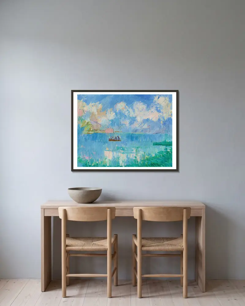 I Pescatori av Giovanni Giacometti inramad på en vägg