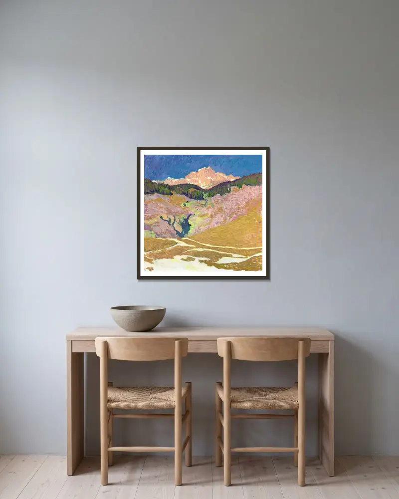 Piz Duan av Giovanni Giacometti inramad på en vägg