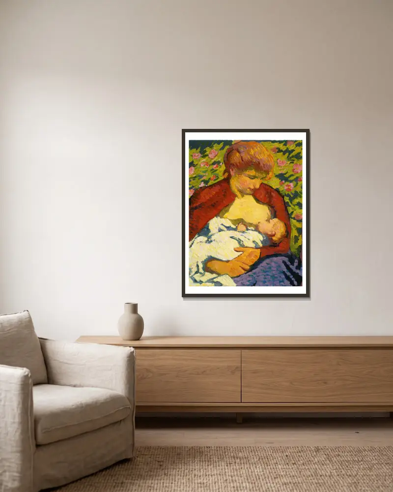 Young Mother av Giovanni Giacometti inramad på en vägg