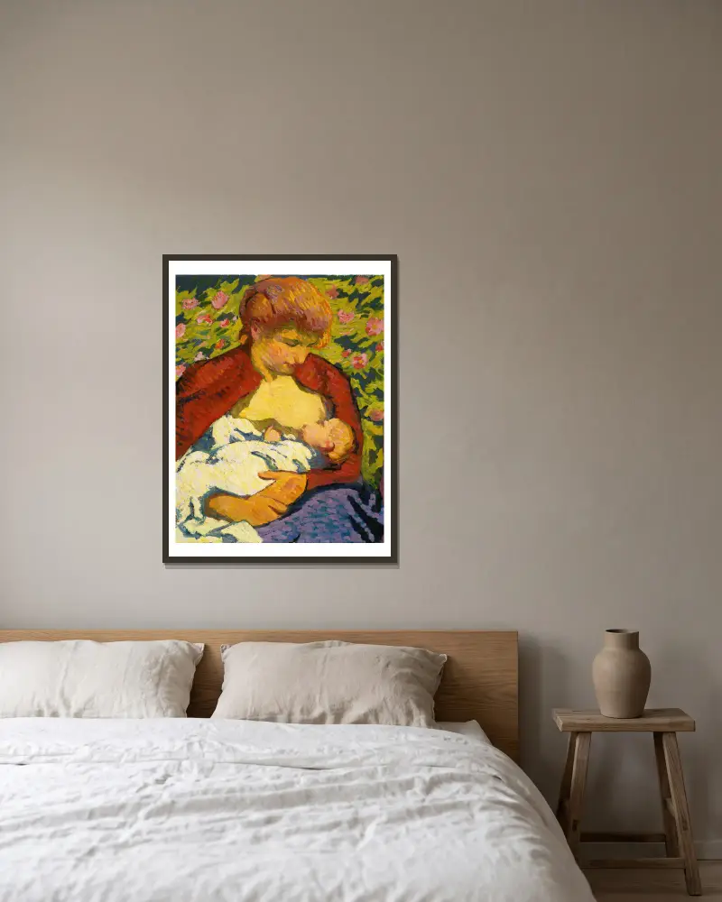 Young Mother av Giovanni Giacometti inramad på en vägg
