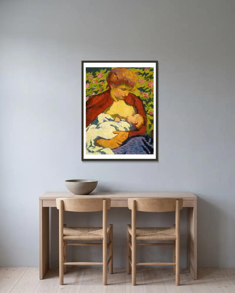 Young Mother av Giovanni Giacometti inramad på en vägg