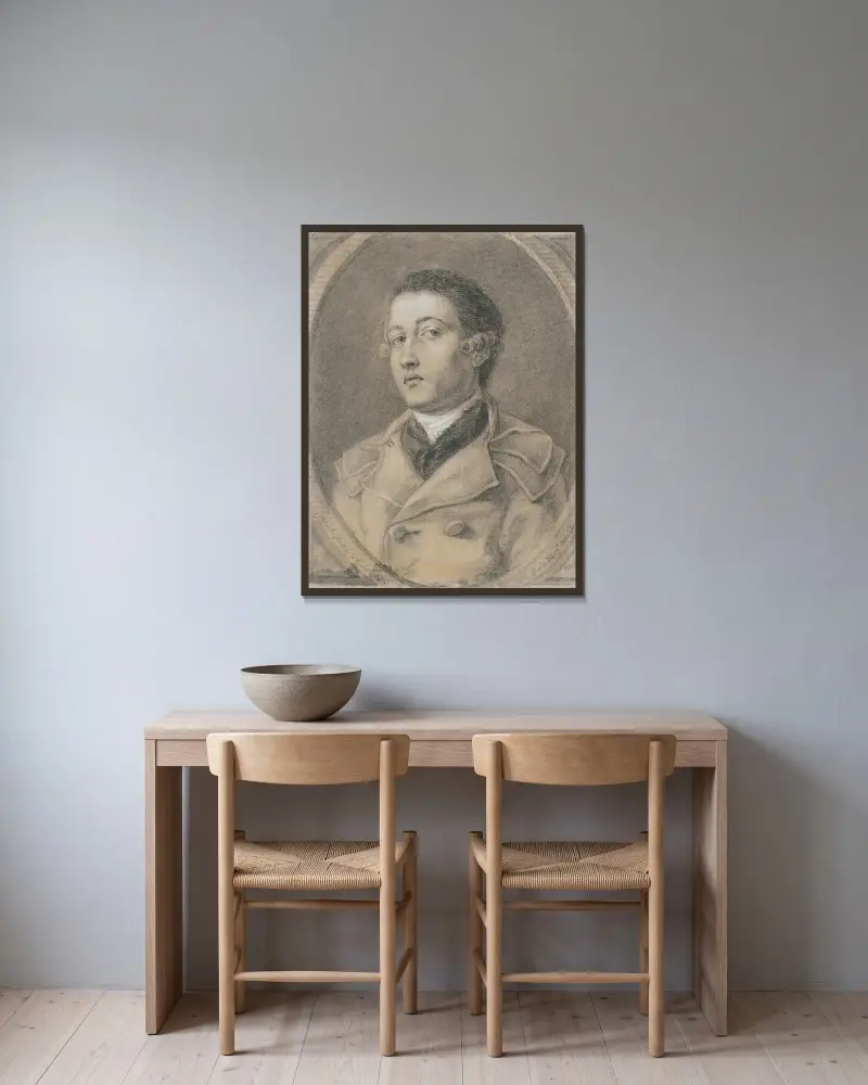 Porträt eines jungen Mannes von Anne Louis Girodet-Trioson gerahmt an einer Wand