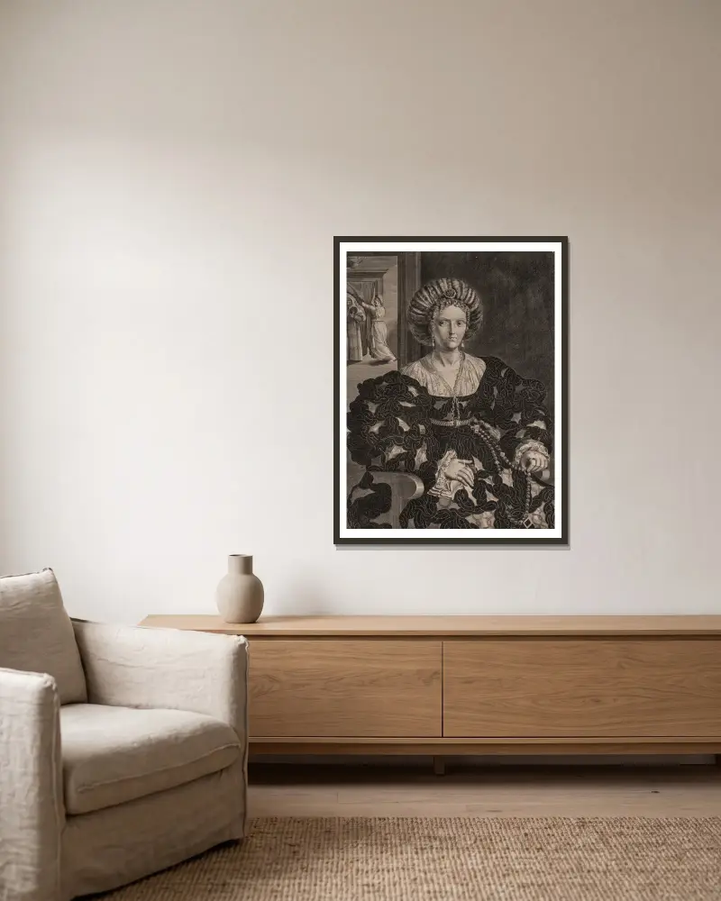 Isabella d’Este von Giulio Romano gerahmt an einer Wand