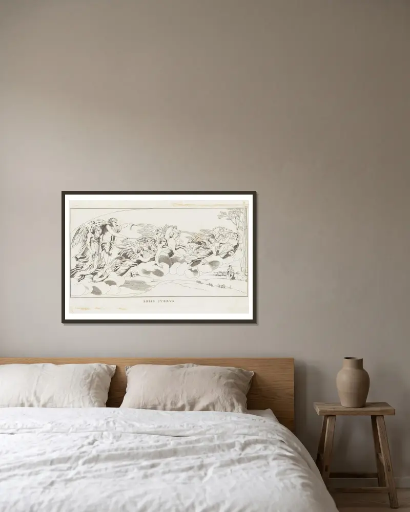 Sonnenwagen von Giulio Romano gerahmt an einer Wand