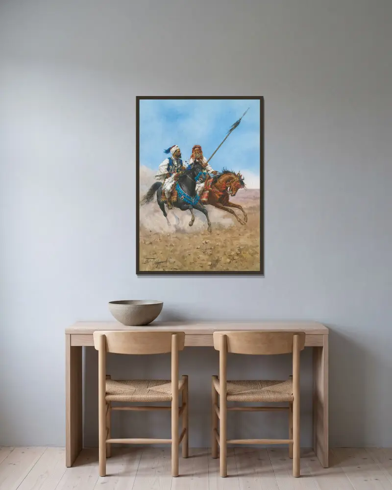 Die arabischen Reiter von Giulio Rosati gerahmt an einer Wand