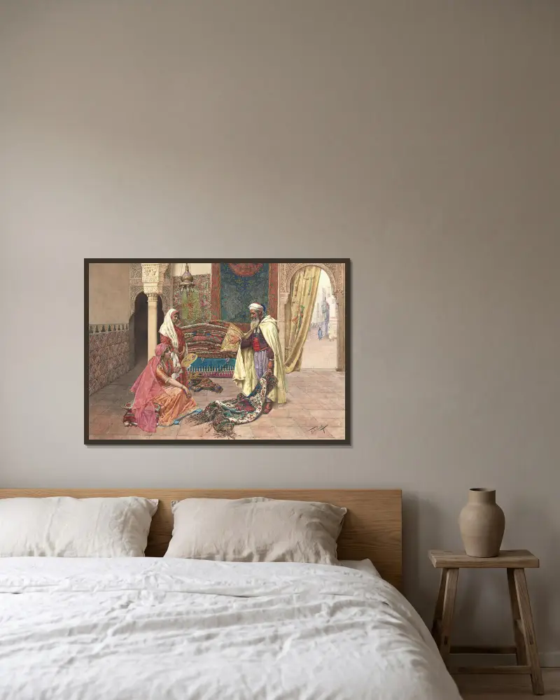 Der Teppichhändler, Nr. 1 von Giulio Rosati gerahmt an einer Wand