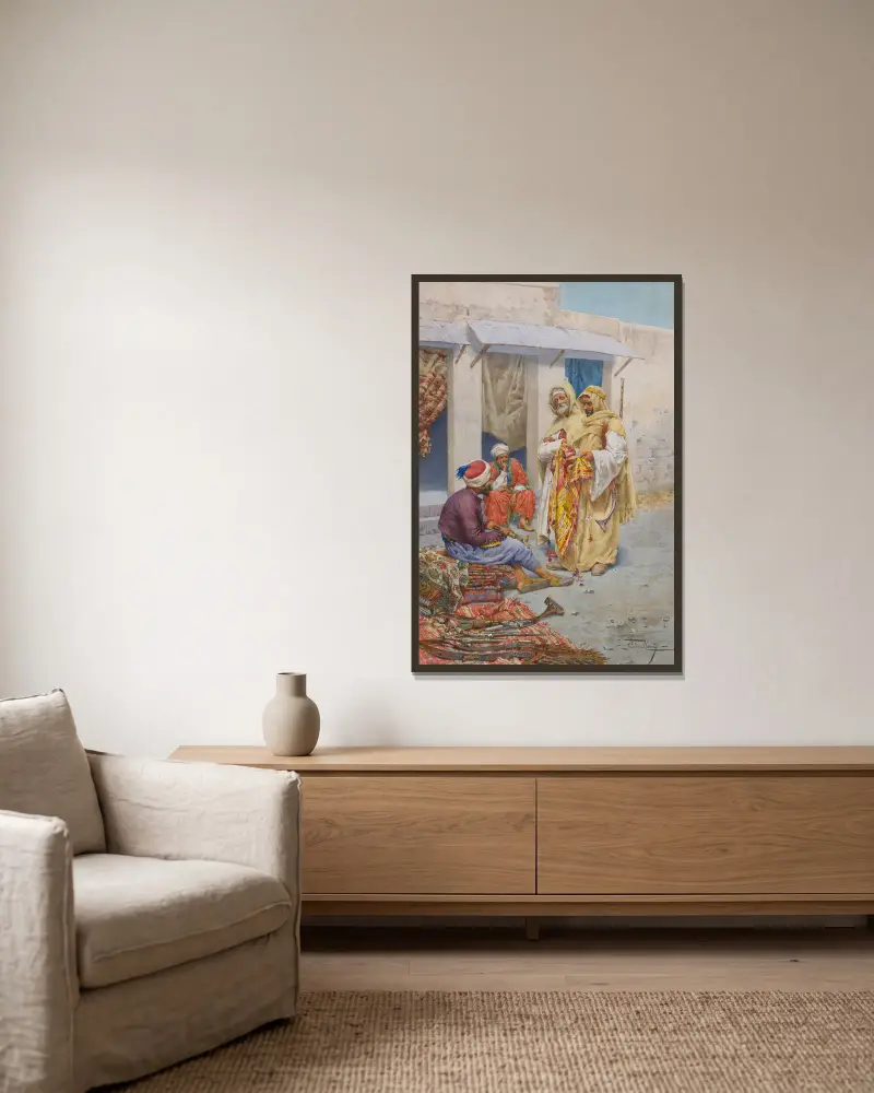 The Carpet Seller – nr 2 av Giulio Rosati inramad på en vägg
