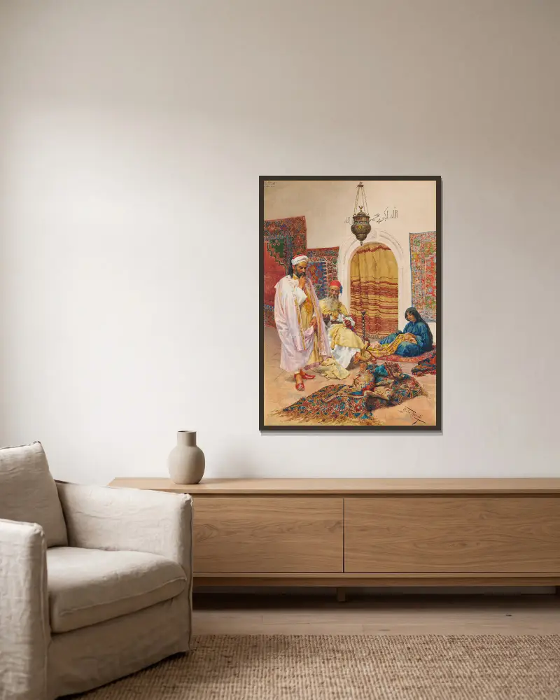 The Carpet Seller – nr 1 av Giulio Rosati inramad på en vägg