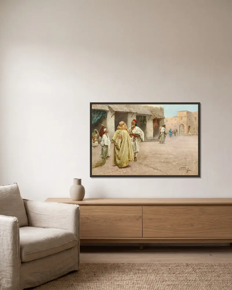 Der Marktplatz von Giulio Rosati gerahmt an einer Wand