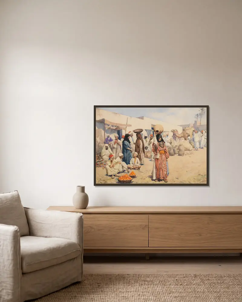 Die Orangenverkäufer von Giulio Rosati gerahmt an einer Wand