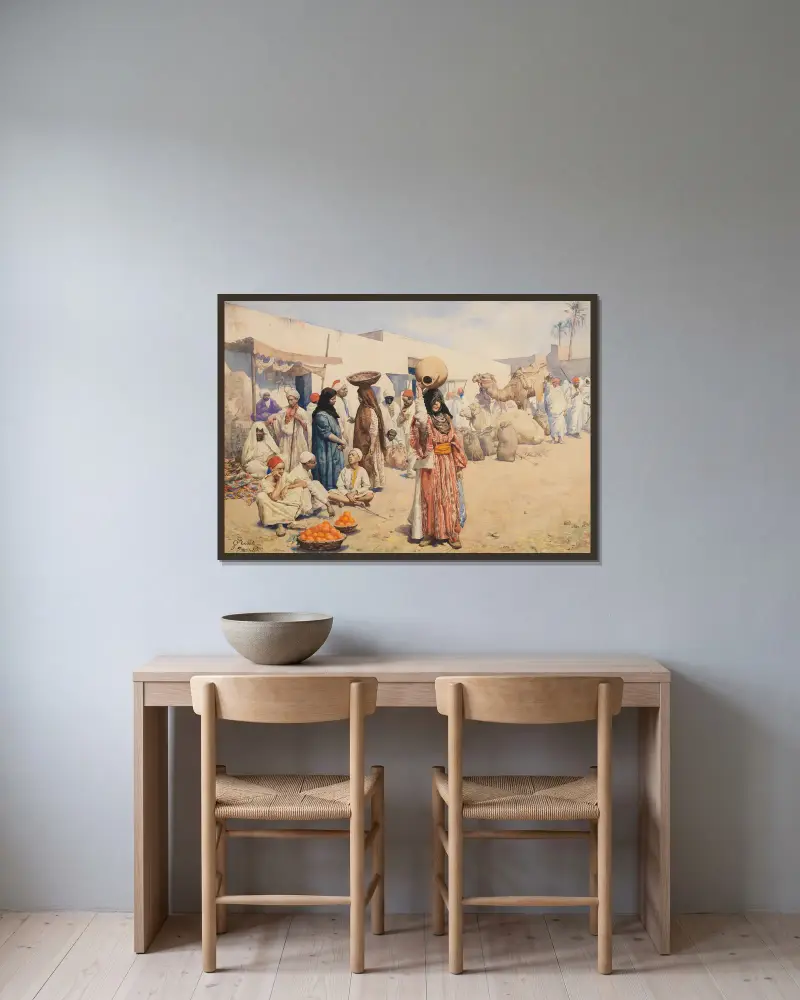 Die Orangenverkäufer von Giulio Rosati gerahmt an einer Wand