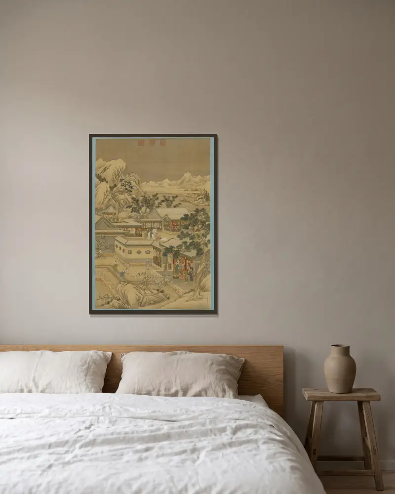 Emperor Qianlong Enjoys New Year’s Pleasures av Giuseppe Castiglione inramad på en vägg