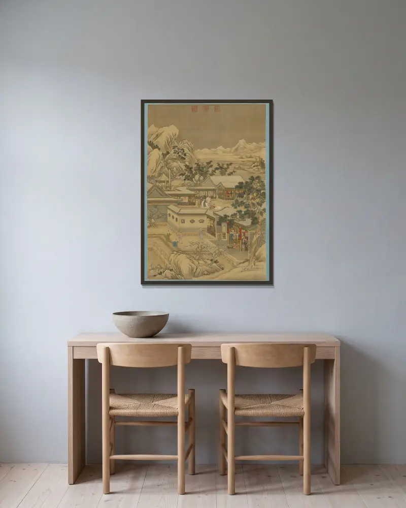 Emperor Qianlong Enjoys New Year’s Pleasures av Giuseppe Castiglione inramad på en vägg