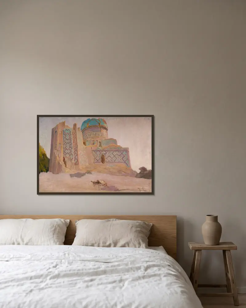 Bibi-Chanym-Moschee in Samarkand. Von der Reise nach Turkestan von Jan Ciągliński gerahmt an einer Wand