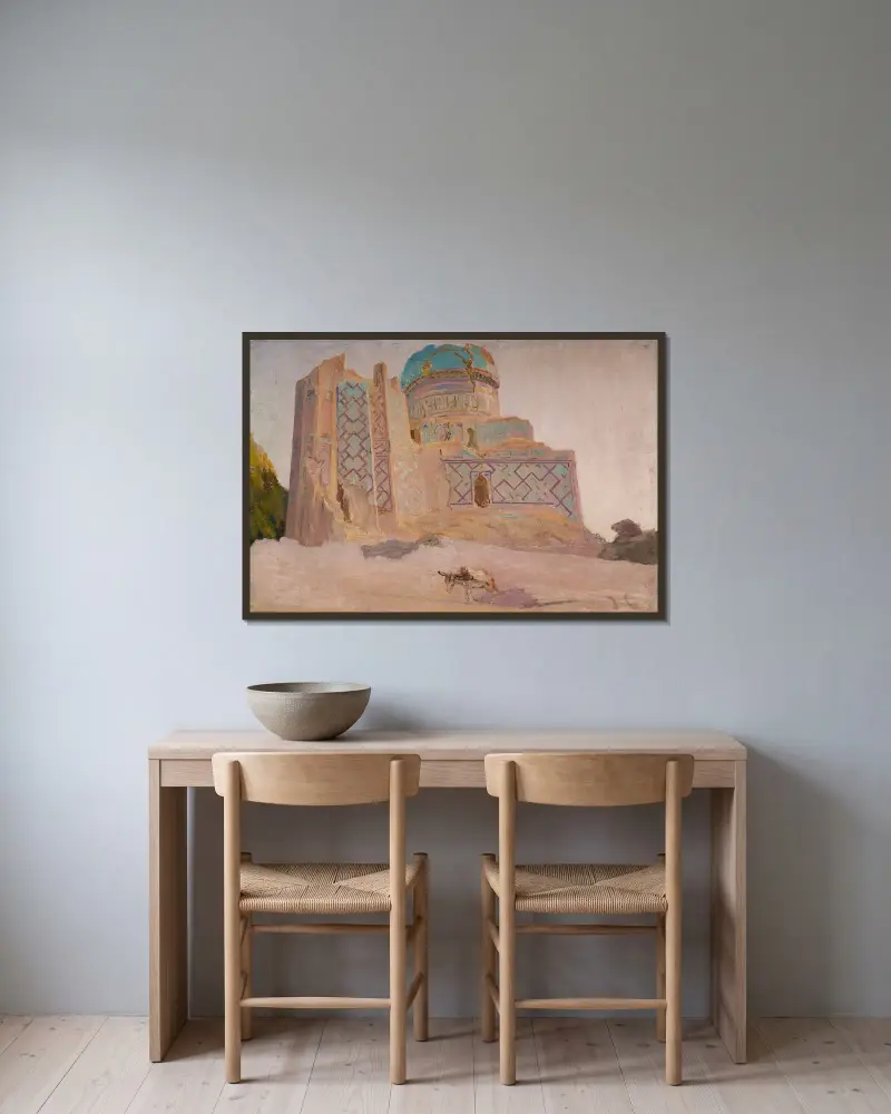 Bibi-Chanym-Moschee in Samarkand. Von der Reise nach Turkestan von Jan Ciągliński gerahmt an einer Wand