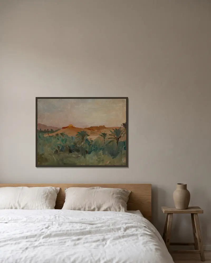 Biskra – The Sirocco (Palm Trees) av Jan Ciągliński inramad på en vägg