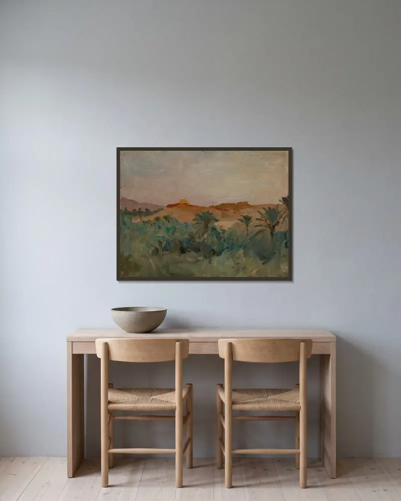 Biskra – The Sirocco (Palm Trees) av Jan Ciągliński inramad på en vägg