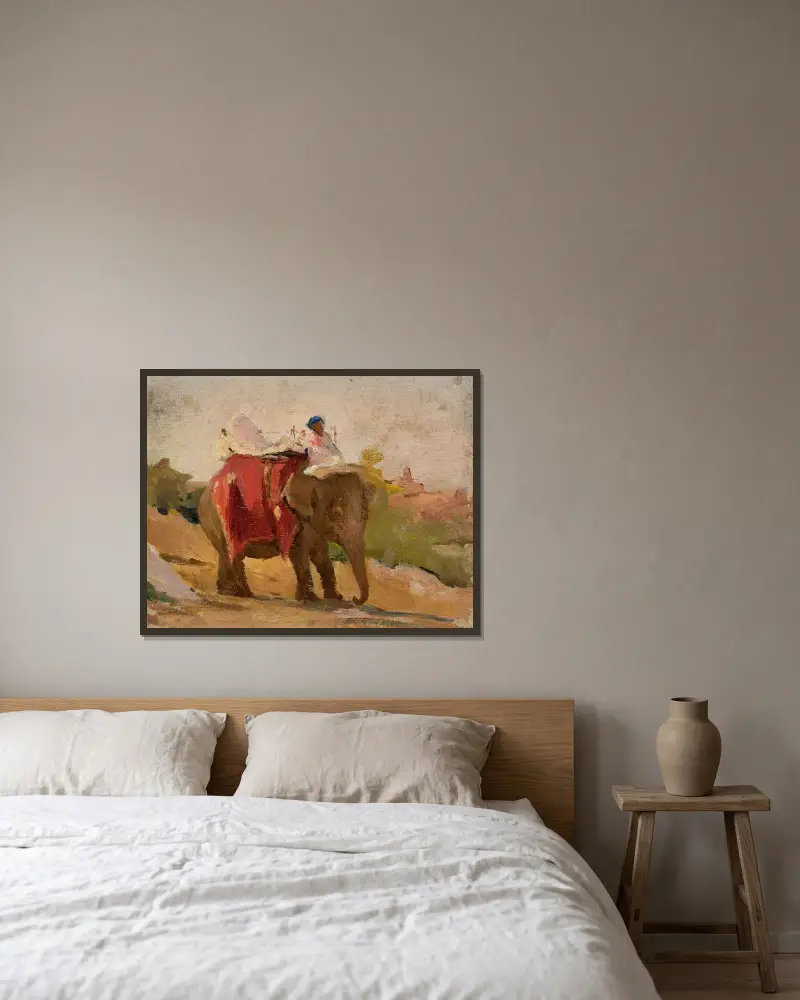 Chittorgarh – mein Elefant. Von der Reise nach Indien von Jan Ciągliński gerahmt an einer Wand