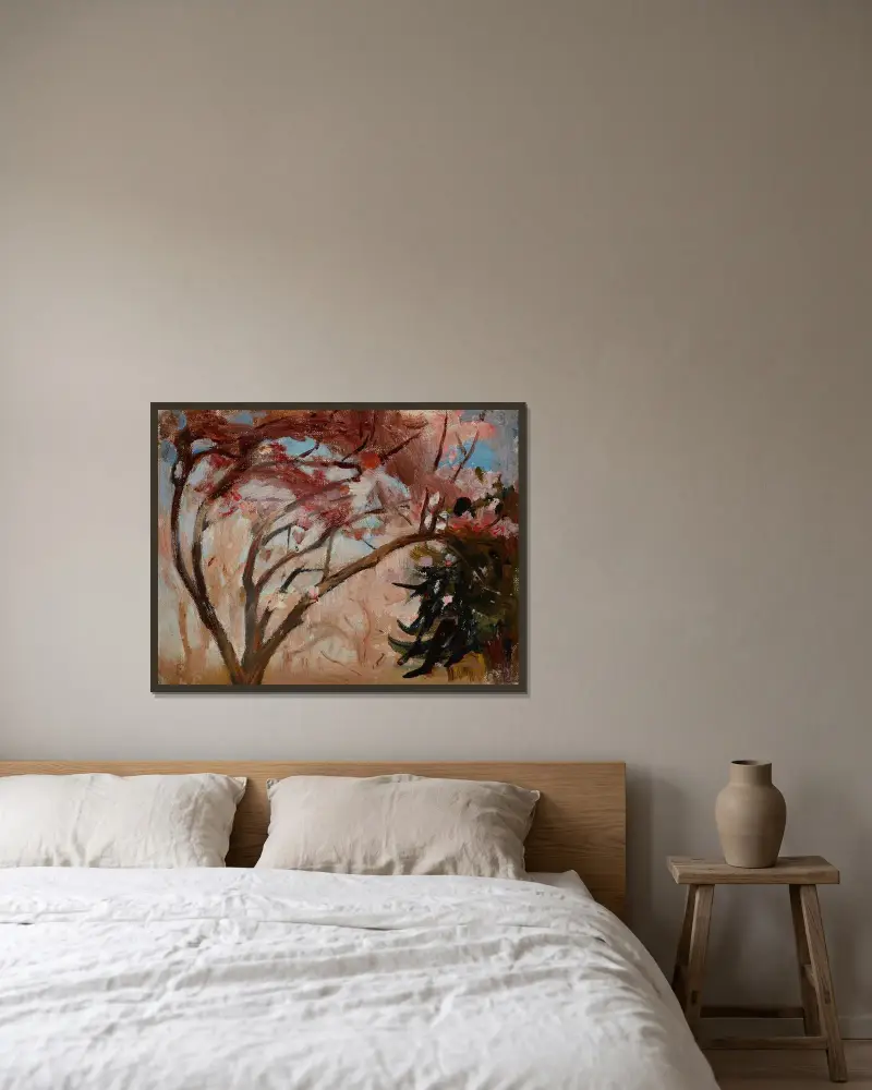 Krim (Magnolia) av Jan Ciągliński inramad på en vägg