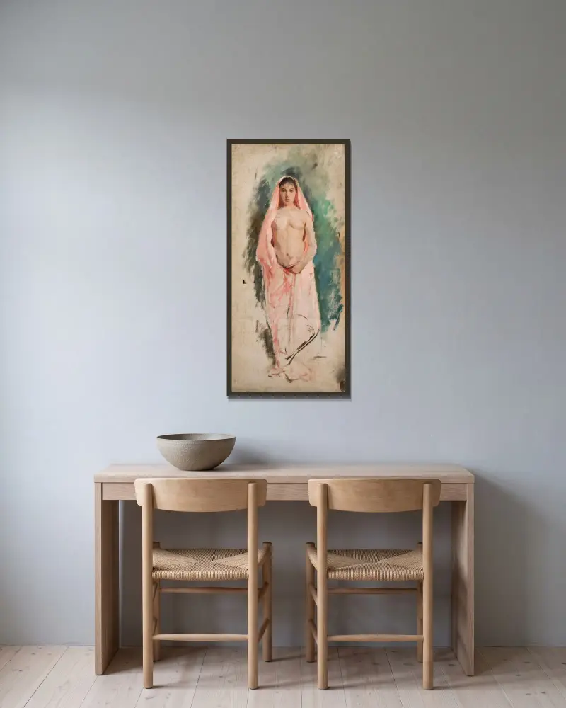Östlig modell, studie av Jan Ciągliński inramad på en vägg