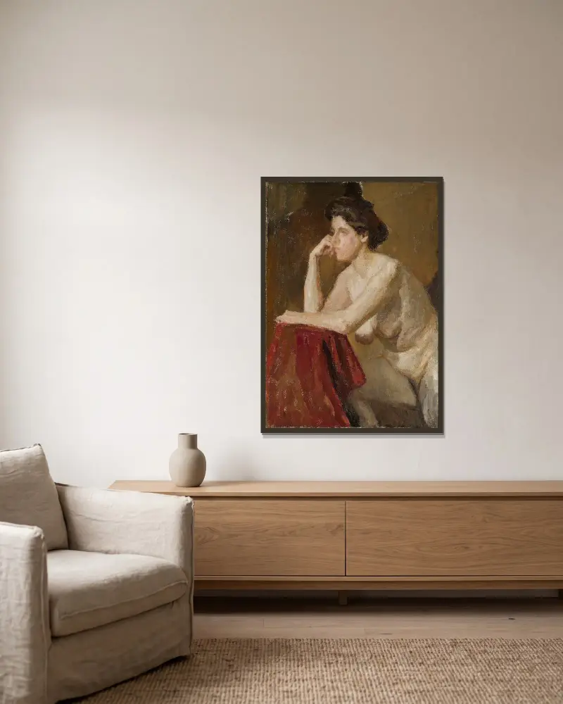 Female model, study von Jan Ciągliński gerahmt an einer Wand