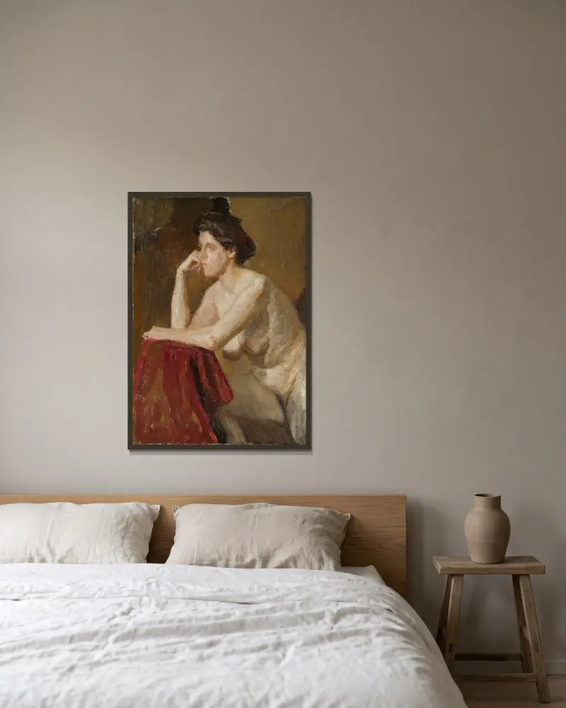 Female model, study von Jan Ciągliński gerahmt an einer Wand