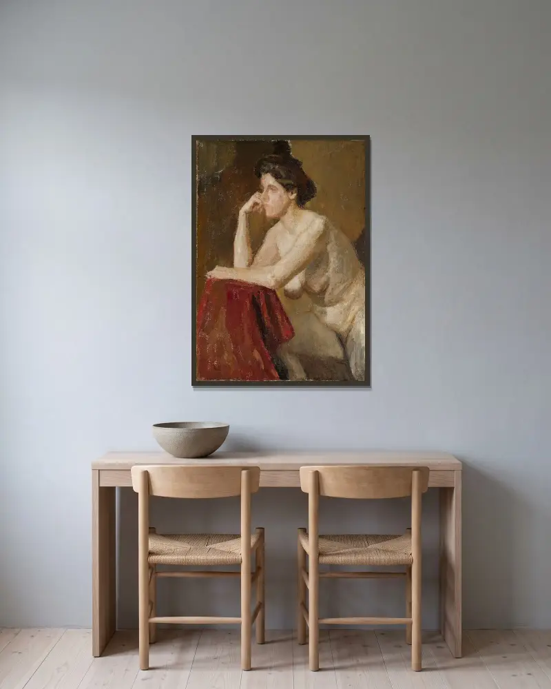 Female model, study von Jan Ciągliński gerahmt an einer Wand