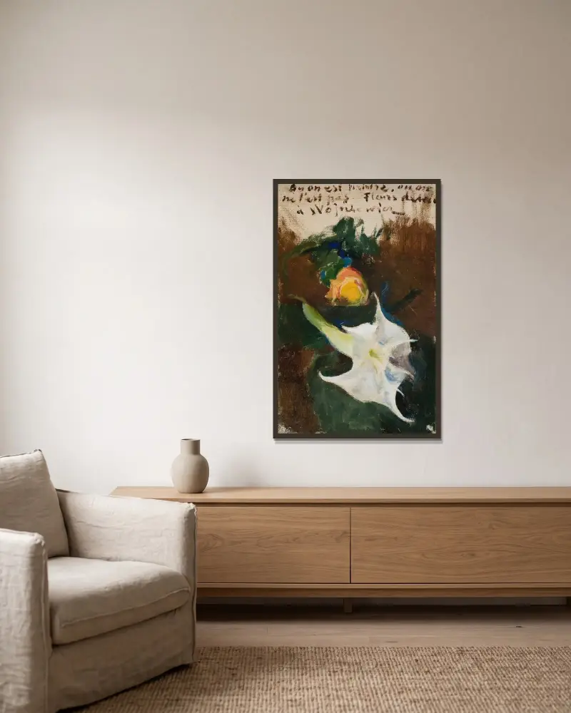Blommor av Jan Ciągliński inramad på en vägg