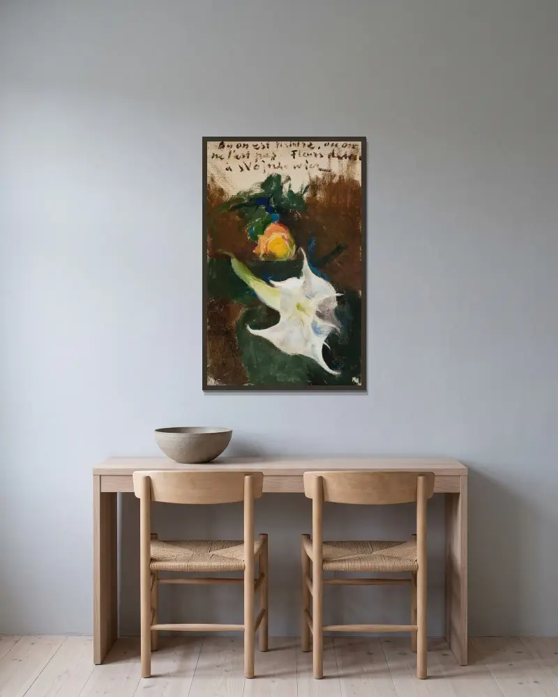 Blommor av Jan Ciągliński inramad på en vägg